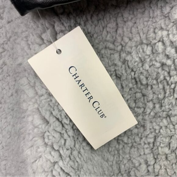 Charter Club Color Block Open Cardigan w/Faux Leather Trim- Heather/Onyx, Sz 0X - Picture 2 of 8